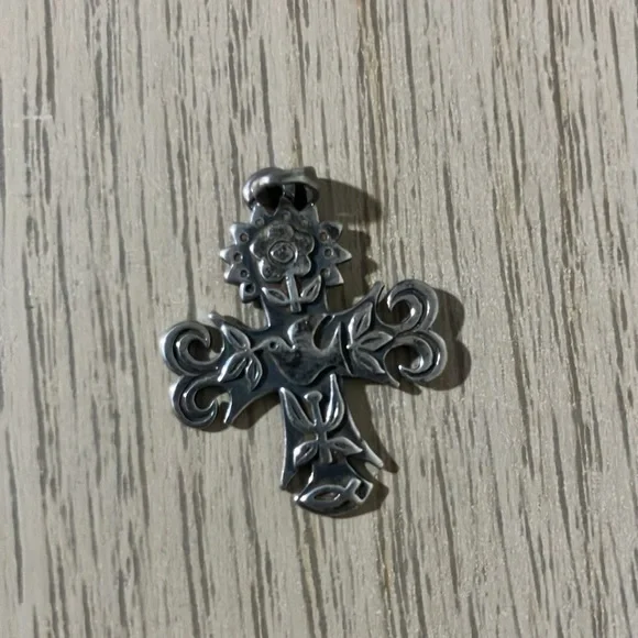 James Avery Retired Intricate Silver Cross Pendant Christian Hope La Primavera - Picture 2 of 3